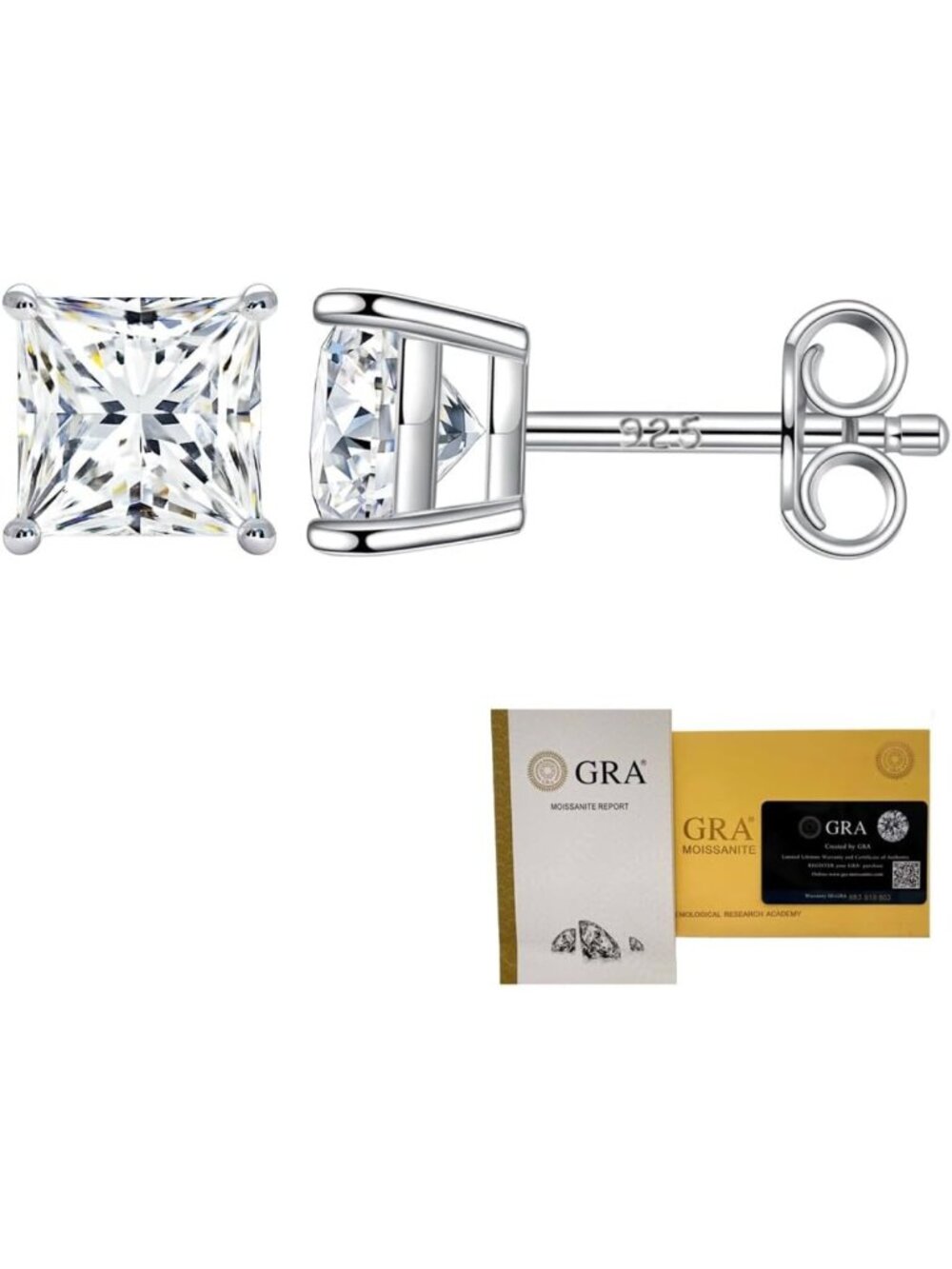 Elegant 925 Sterling Silver Moissanite Stud Earrings, 3-6MM, D Color VVS1, Gift